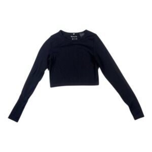 H&M Move Cropped Long Sleeve Performance Top Black‎ XS NWOT